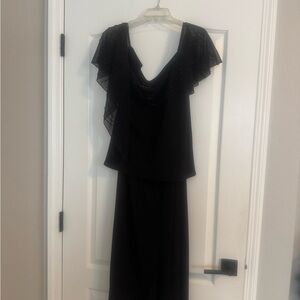 S.L.Fashions Black Evening Dress, with black beaded detail.